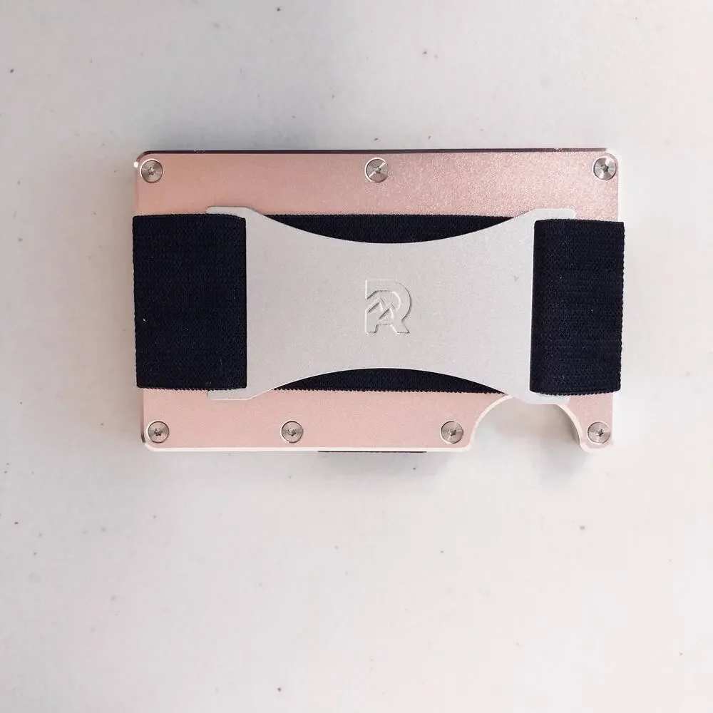 Ridge Slim RFID Wallet Rose Gold with Cash Strap